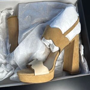 Pelle Moda Latte Beige Suede Heels